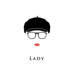 Lady in vintage beret and glasses