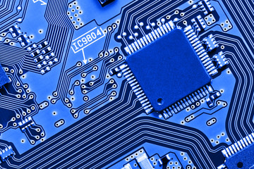 Electronic circuit board close up.