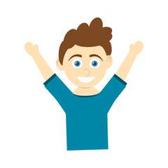 happy smiling blue eye boy raising arms icon image vector illustration design 