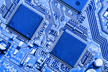 Electronic circuit board close up.