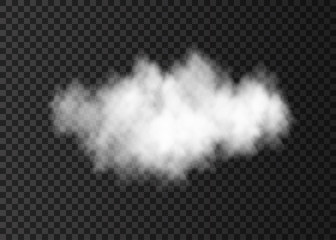 White transparent  smoke cloud  isolated on  dark  background.