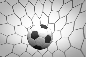 Fototapeta premium Soccer ball hitting the net