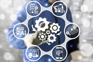 Industry 4.0 - Innovation IT Technology Integration Service Concept. Automation modernization...