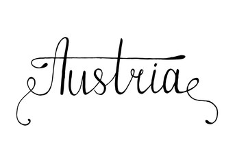 Austria hand drawn ink brush lettering. Calligraphy word Austria . Austria national symbol