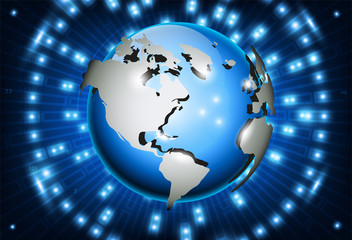 Globe 3d and space neon lights.