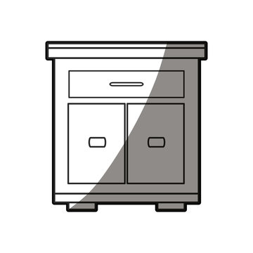 wooden table furniture cabinet shadow design vector illustration