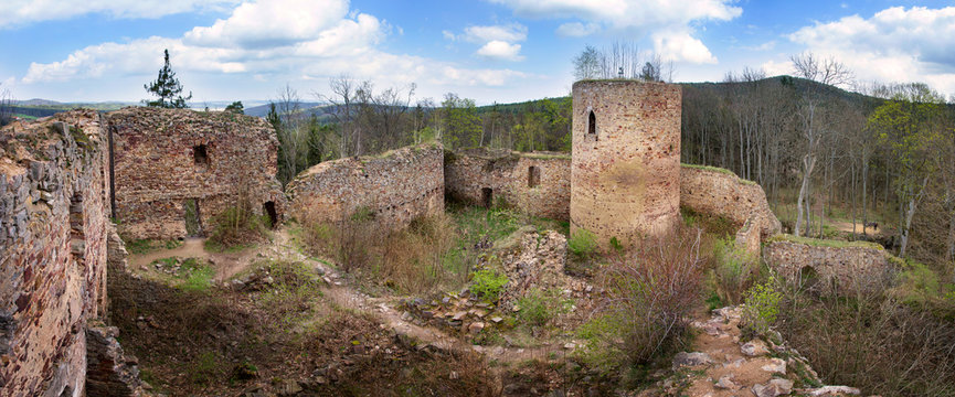 Ruins of abandoned castle Valdek in the Central Bohemia region, Czech republic