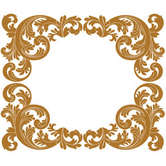 Golden vintage border frame engraving with retro ornament pattern in antique baroque style decorative design. Vector.