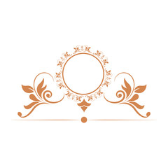 elegant round decorative frame flourish calligraphy golden vector illustration