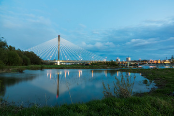 Bridge Swietokrzyski over the Vistula river in Warsaw, Poland