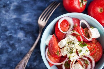 Fresh  tomato, onion and feta salad