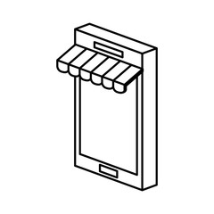 smartphone with parasol icon vector illustration design