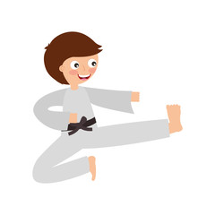 little boy karateka icon vector illustration design
