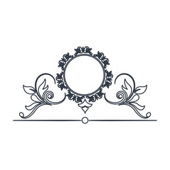 round decorative frame flourish calligraphy monochrome vector illustration
