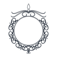 round decorative frame flourish calligraphy monochrome vector illustration