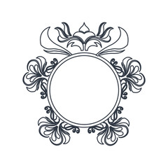round decorative frame flourish calligraphy monochrome vector illustration