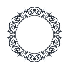 round decorative frame flourish calligraphy monochrome vector illustration