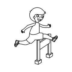 little kid in obstacle race vector illustration design