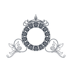 round decorative frame flourish calligraphy monochrome vector illustration