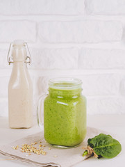 Green smoothie with buckwheat and spinach