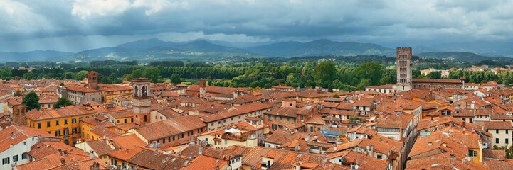 Fototapeta na wymiar Lucca skyline tower panorama