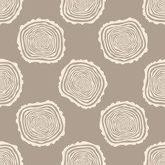Tree Rings Seamless Vector Pattern. Saw cut tree trunk background. Vector Illustration.