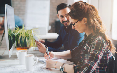 Company employees working in office