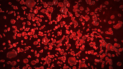 Fototapeta na wymiar Red blood cells in the living body