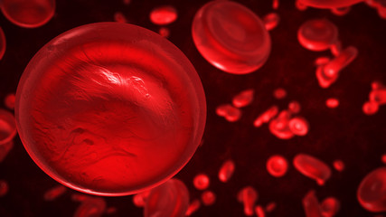 3d rendering red blood cells in vein