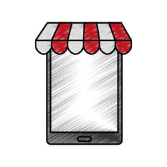 smartphone with parasol icon vector illustration design