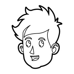 outlined boy face male young hairstyle vector illustration