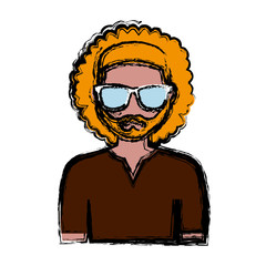 man with glasses cartoon icon over white background. vector illustration