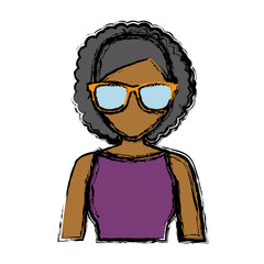 hipster woman with glasses icon over white background. colorful design. vector illustration