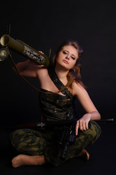 Girl mercenary with Russian RPG18 (Mukha) rocket launcher