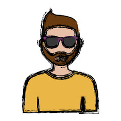 man with sunglasses cartoon icon over white background. vector illustration