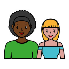 happy couple cartoon icon over white background. colorful design. vector illustration