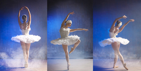 Young ballerina dancing in studio
