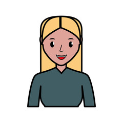 happy woman cartoon icon over white background. colorful design. vector illustration