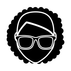 hipster woman with glasses icon over white background. vector illustration