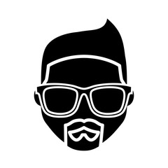 hipster man with glasses icon over white background. vector illustration
