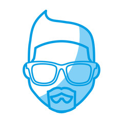man with glasses cartoon icon over white background. vector illustration