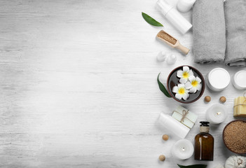 Beautiful spa composition on wooden background