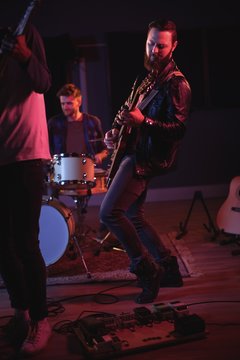 Band performing in studio