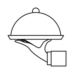 Fototapeta premium hand waiter with tray server isolated icon vector illustration design