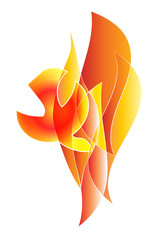 Holy Spirit, Pentecost symbol with a dove, flames or fire. Abstract modern religious vector illustration.