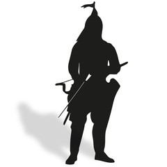 Fototapeta premium Medieval warrior archer vector silhouette