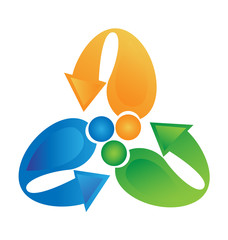 Logo teamwork with recycling arrows