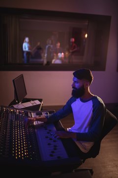 Music composer recording music