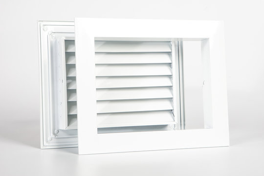 Rectangular grill for ventilation. White decorative grille for air.
