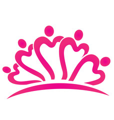 Vector - Pink hearts teamwork logo vector